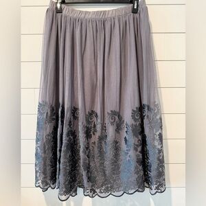 Garnet Hill Gray Tulle Midi Skirt